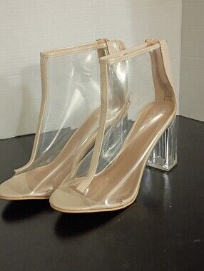 Yoki Nude Clear PVC Block Heel Ankle Sandals